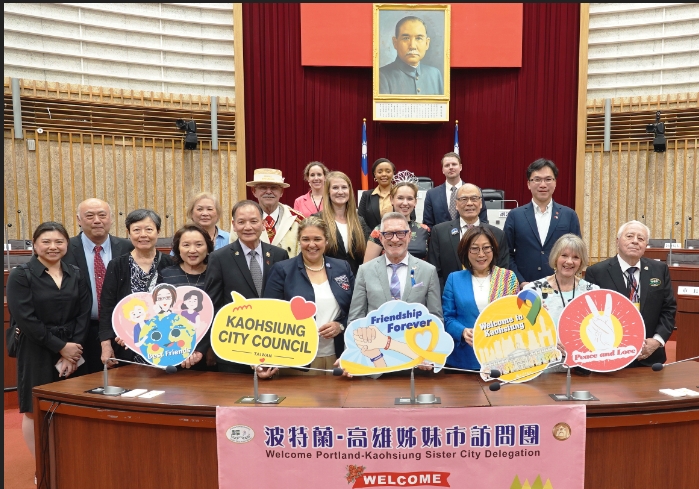 ▲波特蘭的高雄姐妹市訪問團拜訪高雄市議會（圖議會提供）