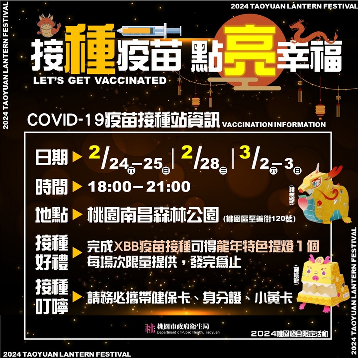 2024桃園燈會接種新冠XBB疫苗 加碼送龍年造型提燈