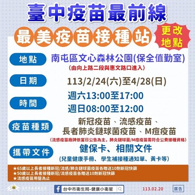 中市新增本土M痘病例 籲民眾儘速完成2劑疫苗接種
