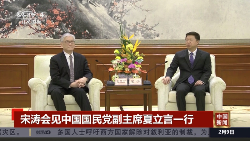 國民黨副主席夏立言今(29日)晚將在上海會見國台辦主任宋濤。圖為去年2月9日兩人會面。圖/取自央視網