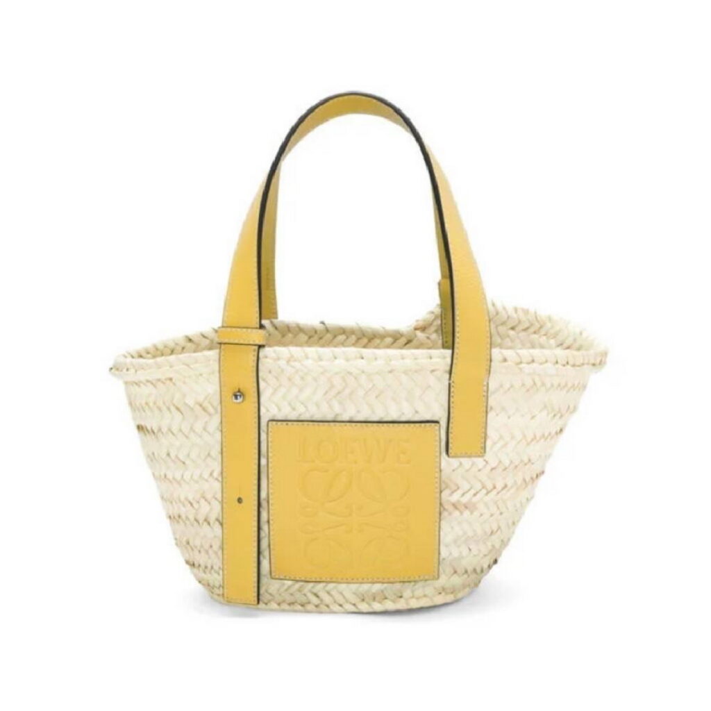 LOEWE - 芥末黃棕櫚葉拼接小牛皮編織包 TWD$18,000