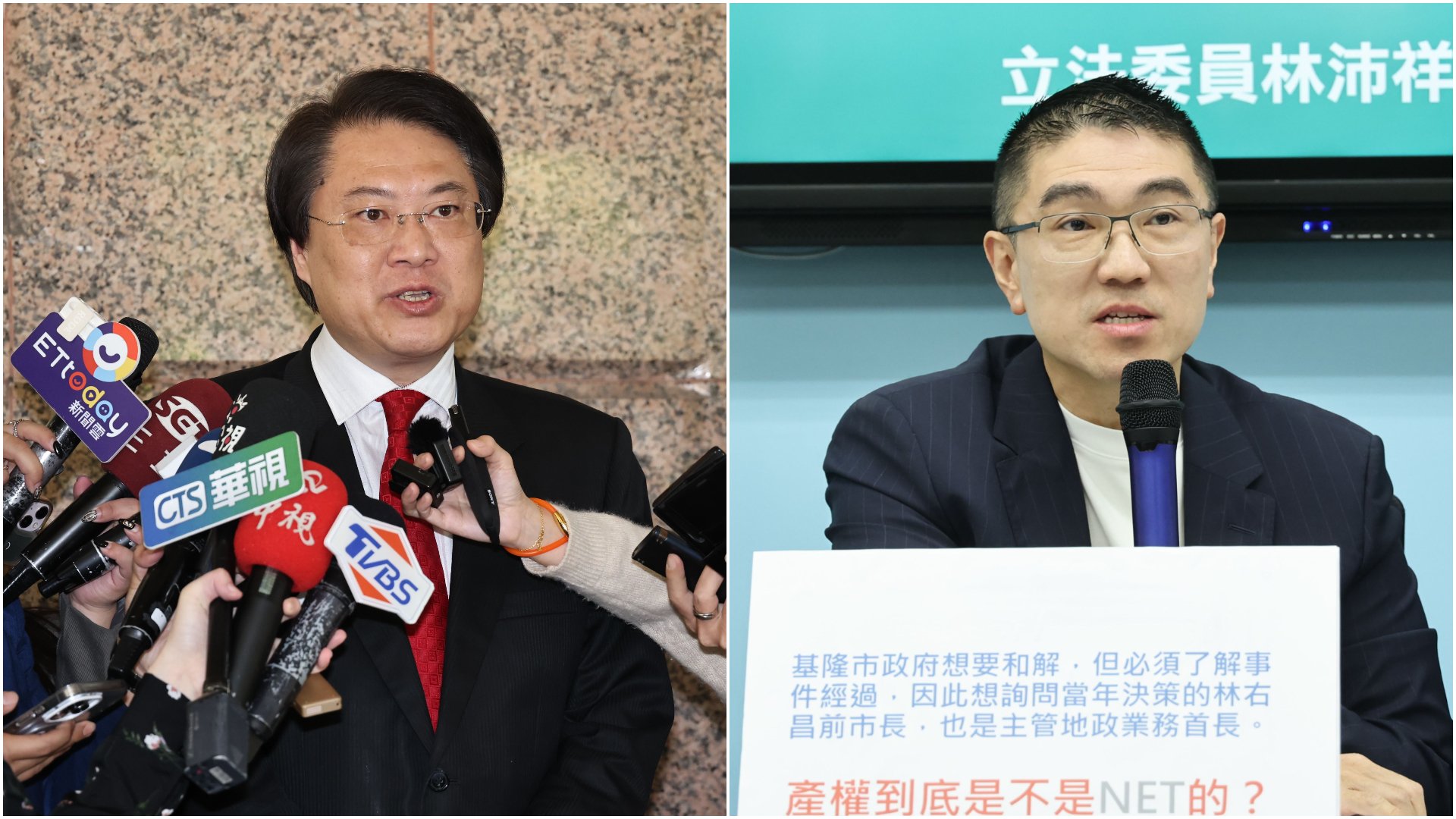 林右昌(左)與謝國樑(右)再為基隆轉運站案槓上。資料照片/林啟弘攝