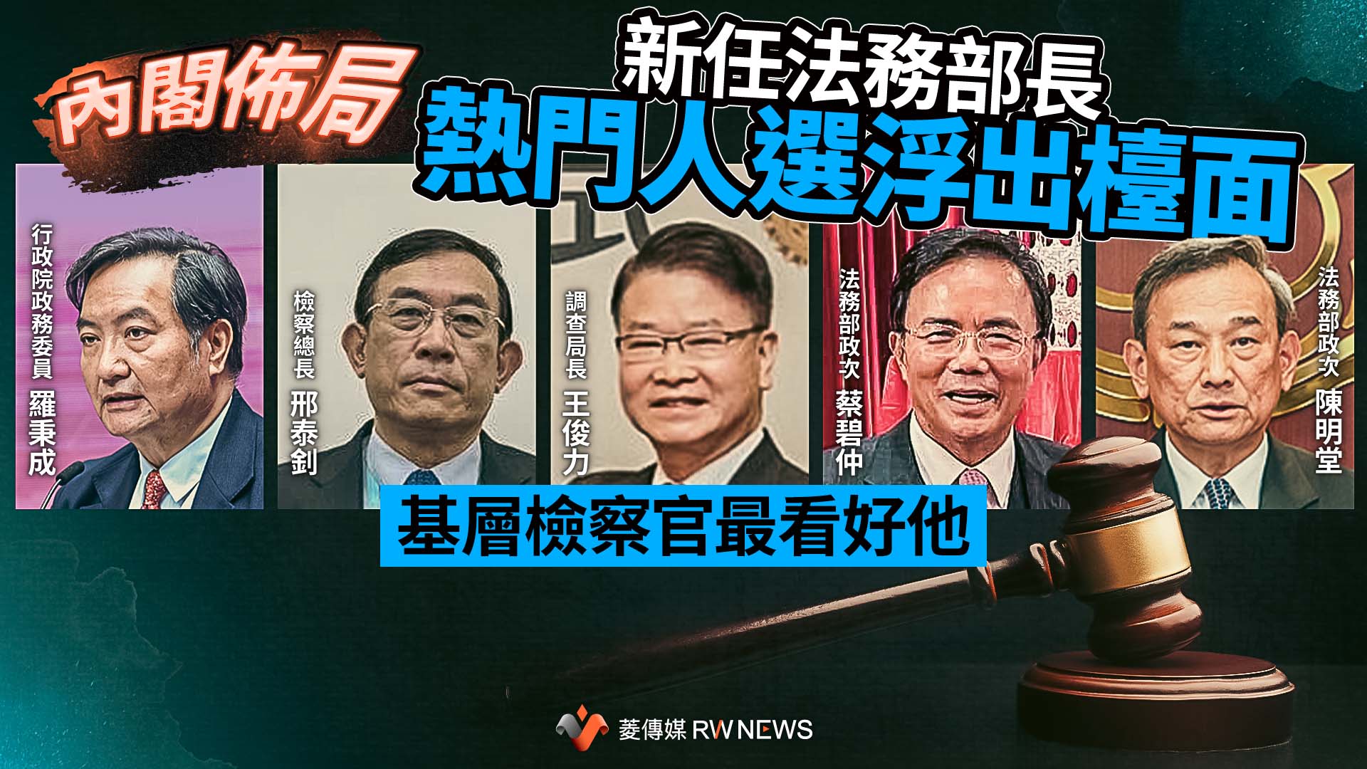 內閣佈局／新任法務部長熱門人選浮出檯面　基層檢察官最看好他