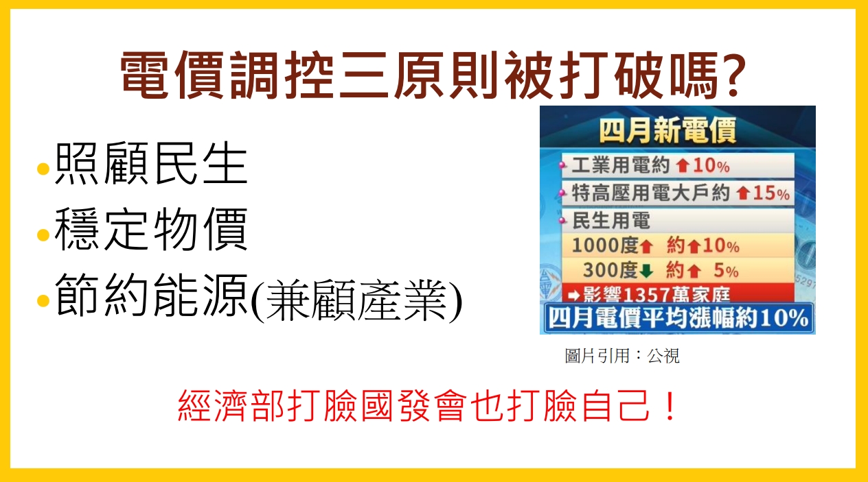 張啟楷說,電價調控的三原則被打破,形同經濟部打臉國發會。(圖/張啟楷國會辦公室提供)