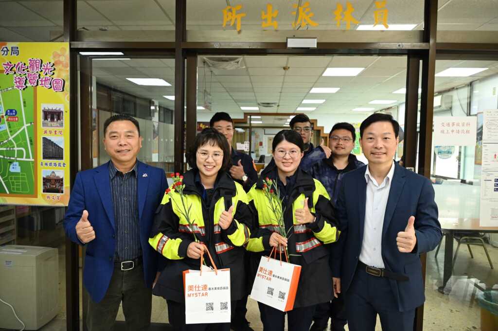 ▲員林分局分局長吳詠傑希望男性同仁要體恤妻子的辛勞,在特別的日子裡,祝福所有女性同胞婦女節快樂!(員林分局提供)