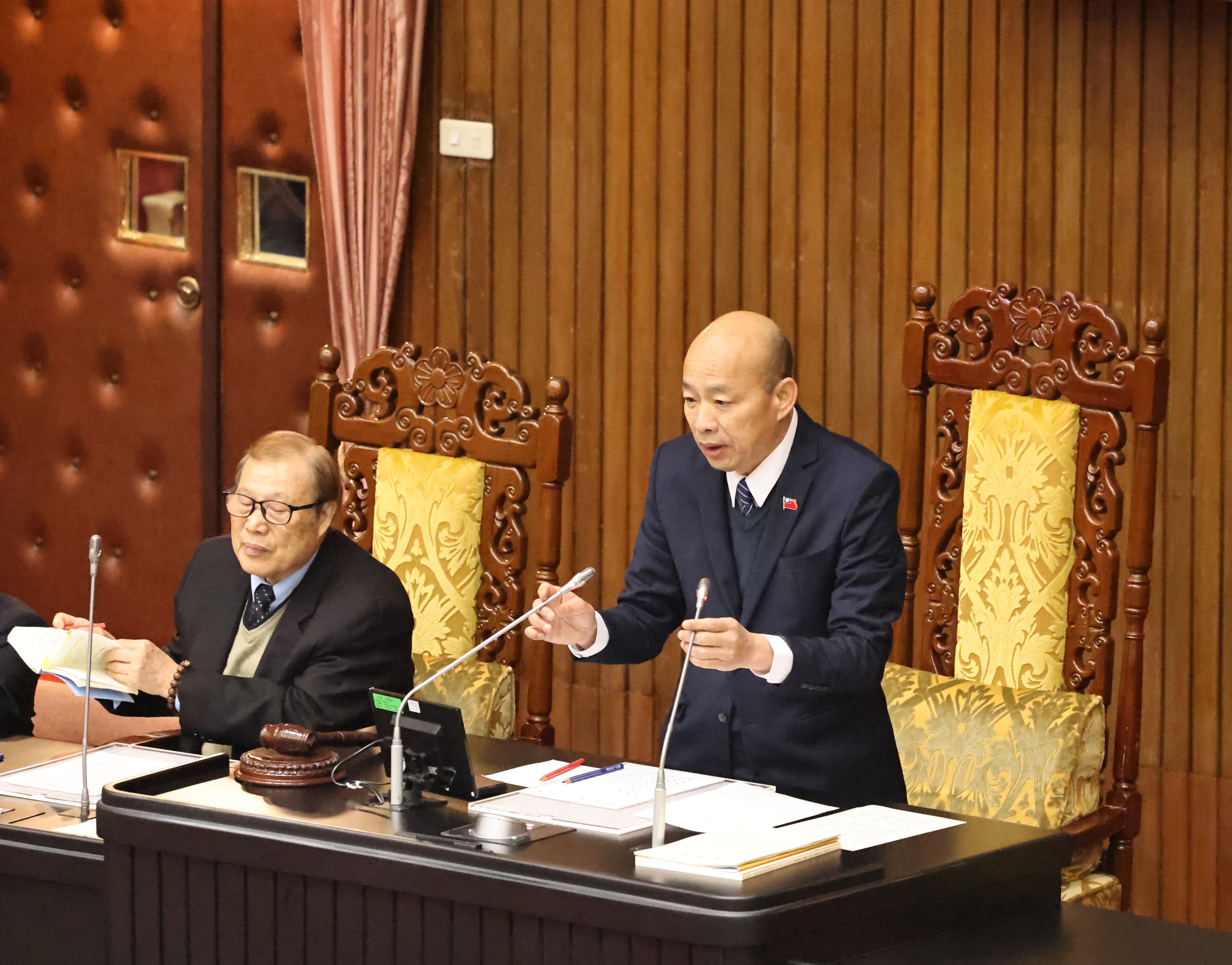 立法院長韓國瑜15日主持院會,下午卻因故提早結束。資料照片/林啟弘攝
