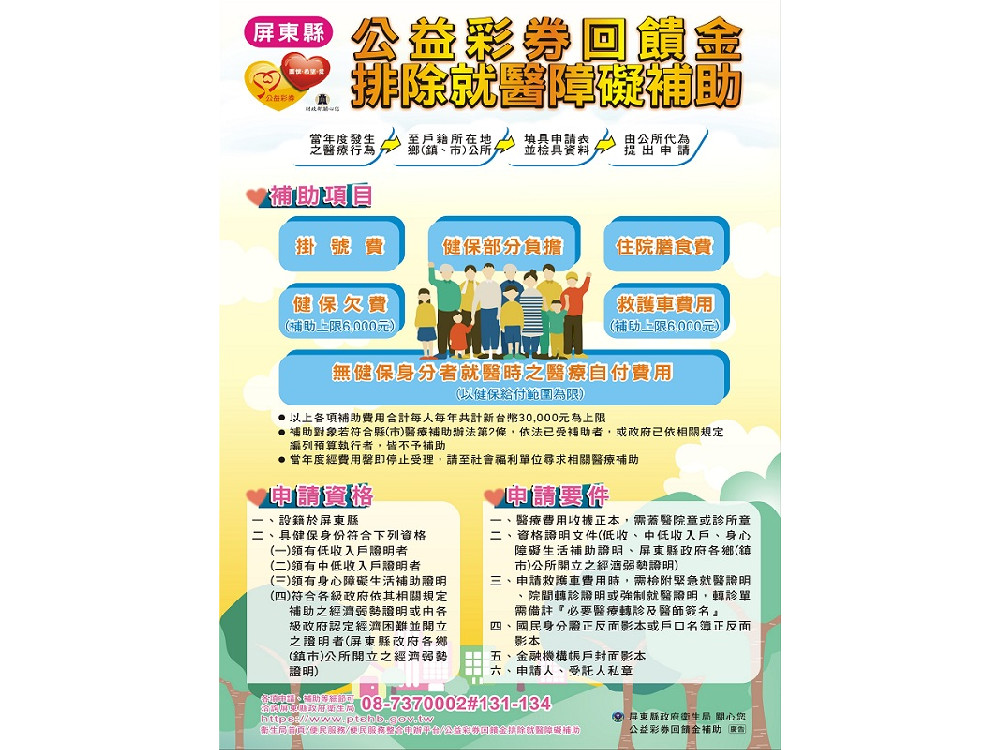 屏縣113年公益彩券回饋金排除就醫障礙 開始受理申請