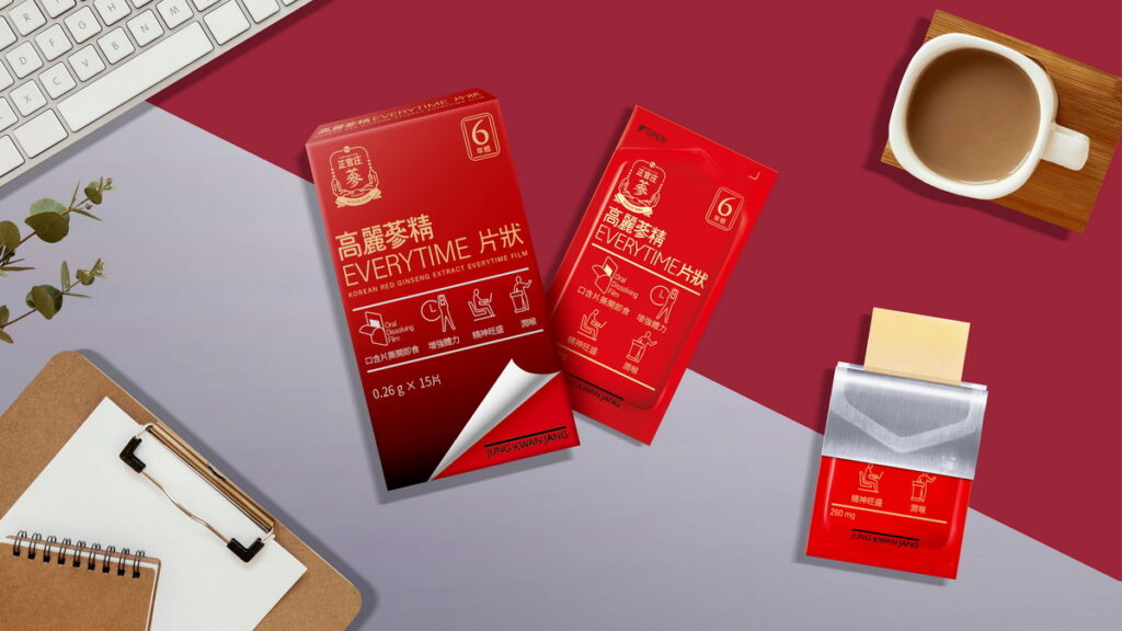 正官庄全新「高麗蔘精EVERYTIME片狀」結合「六年根高麗蔘」與「羅漢果配方」即刻補充好活力、好聲量,打造最佳工作狀態!