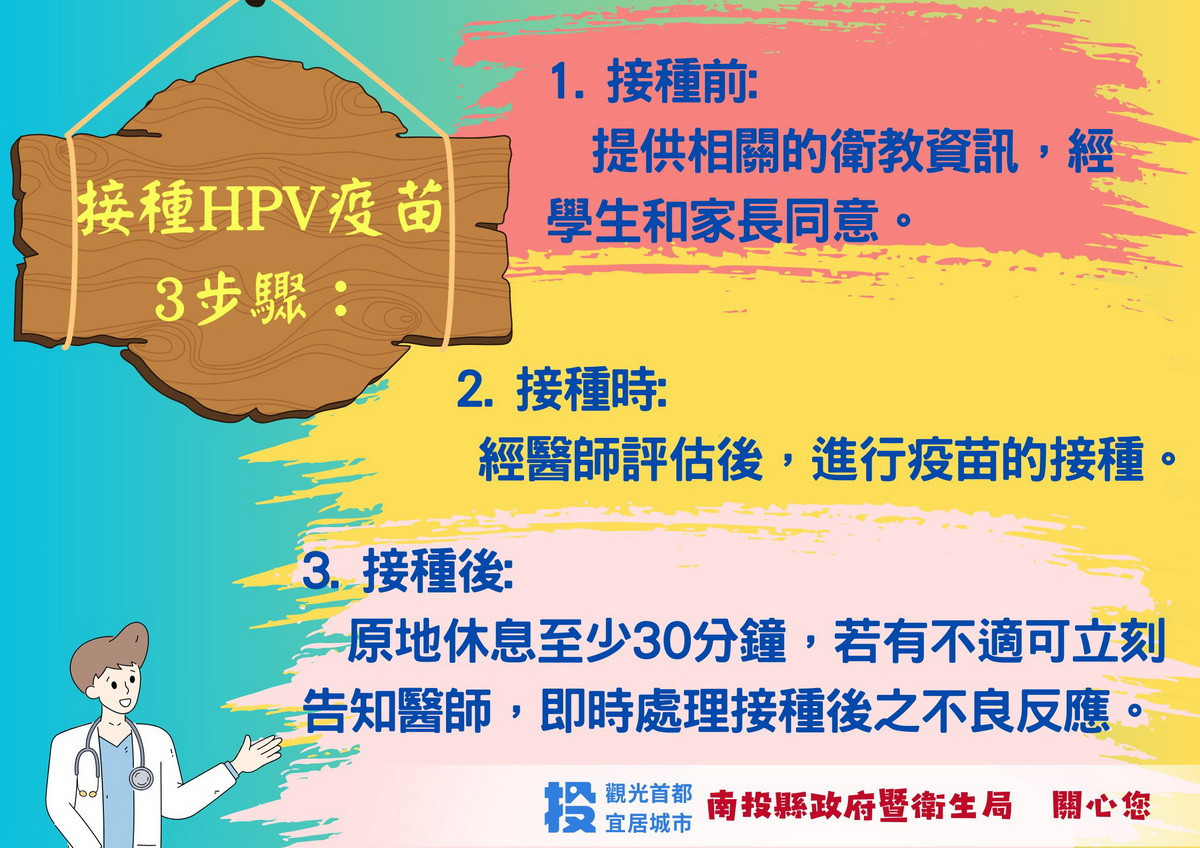 衛生局宣導國中女同學施打人類乳突病毒(HPV)疫苗。(衛生局提供)