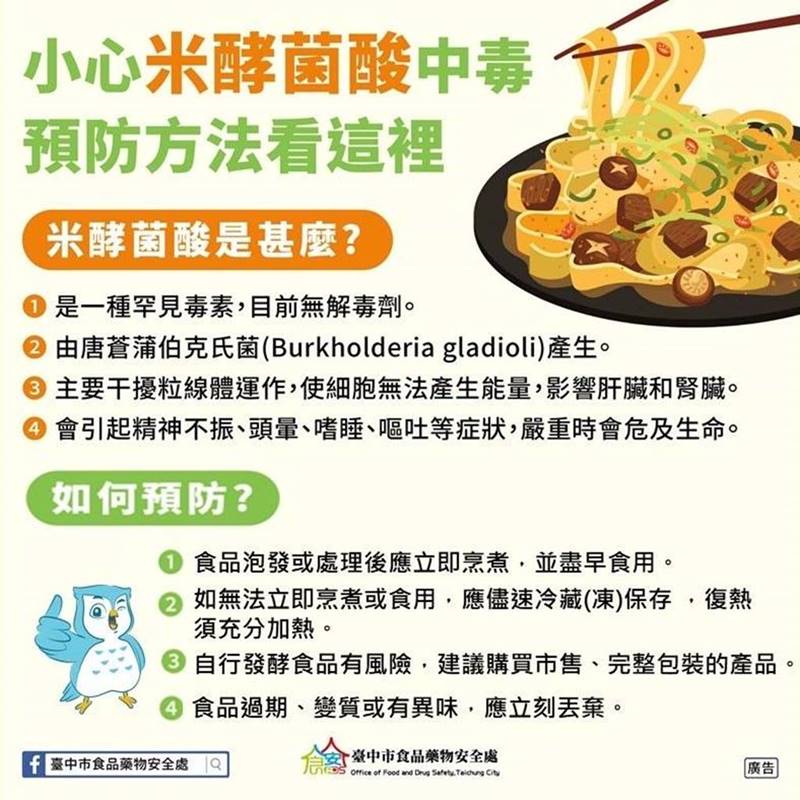 ▲米酵菌酸中毒預防方法。（食安處提供）