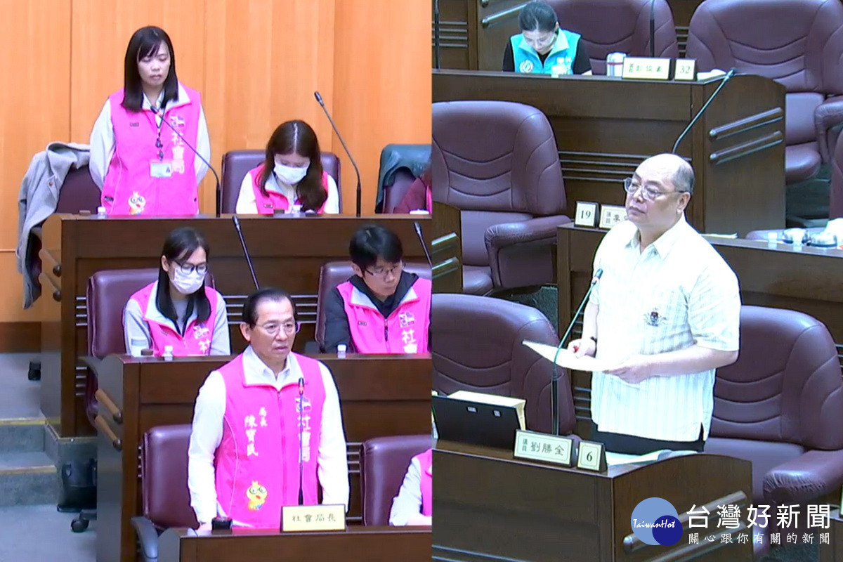 針對多元共融社會議題,桃園市議員劉勝全於議事堂上進行質詢。