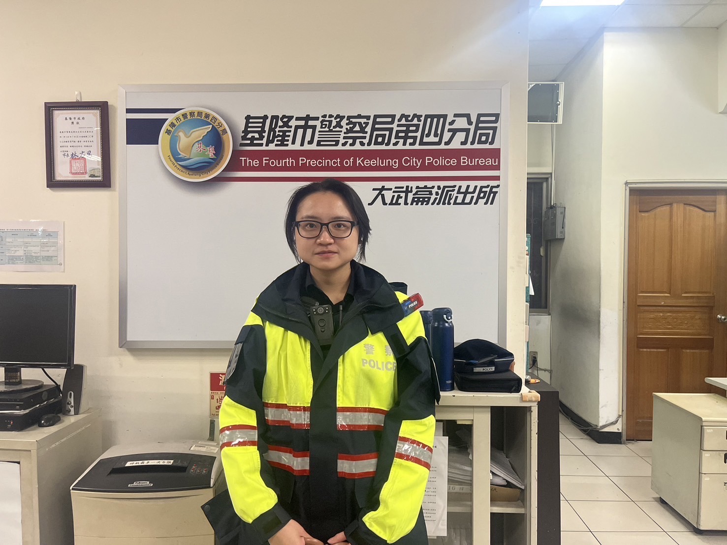 基隆市警察局第四分局大武崙派出所警員方靖雯。(記者薛秀蓮翻攝)