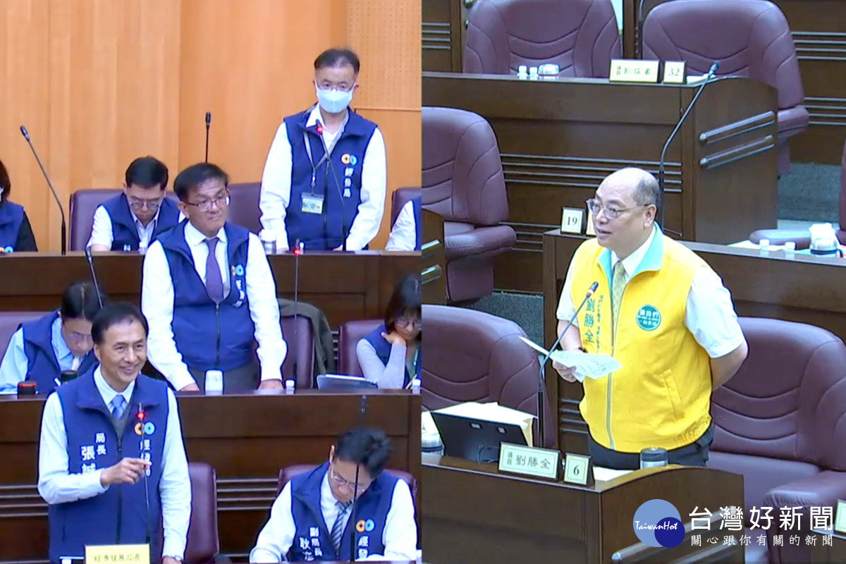 針對蘆竹行政園區等議題,桃園市議員劉勝全質詢市府經發局長張誠。