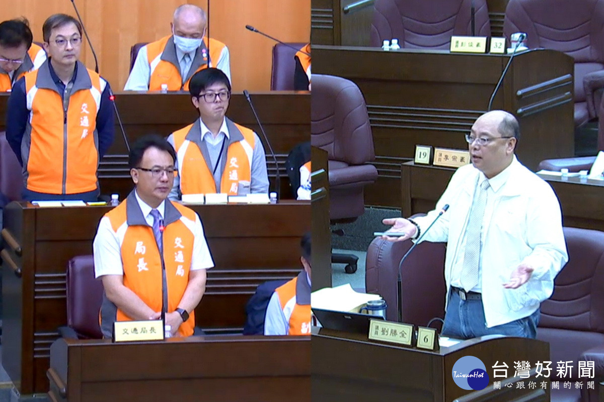 建構優質交通環境,桃園市議員劉勝全質詢交通局長張新福。