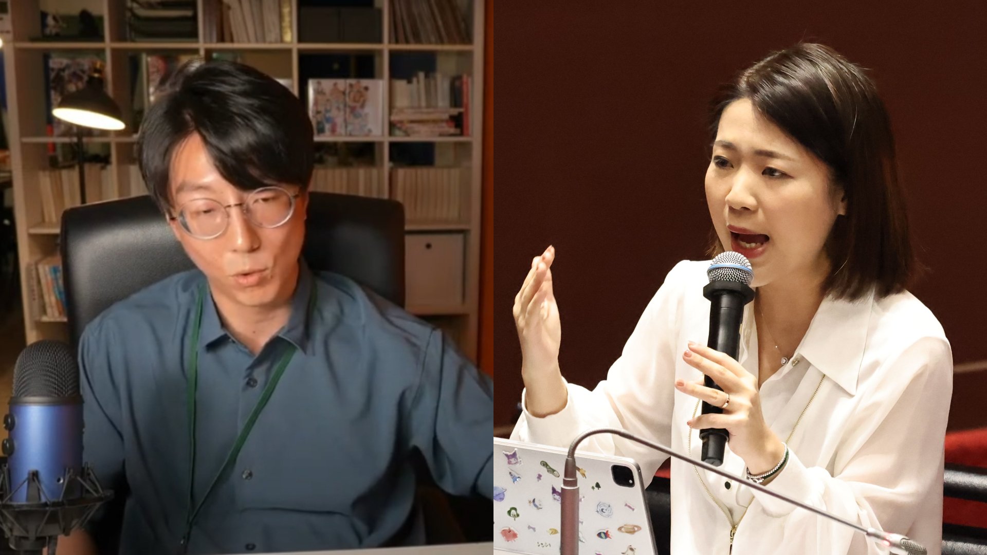 吳崢(左)與徐巧芯9日為統神再度隔空交火。翻攝吳崢YT、資料照片