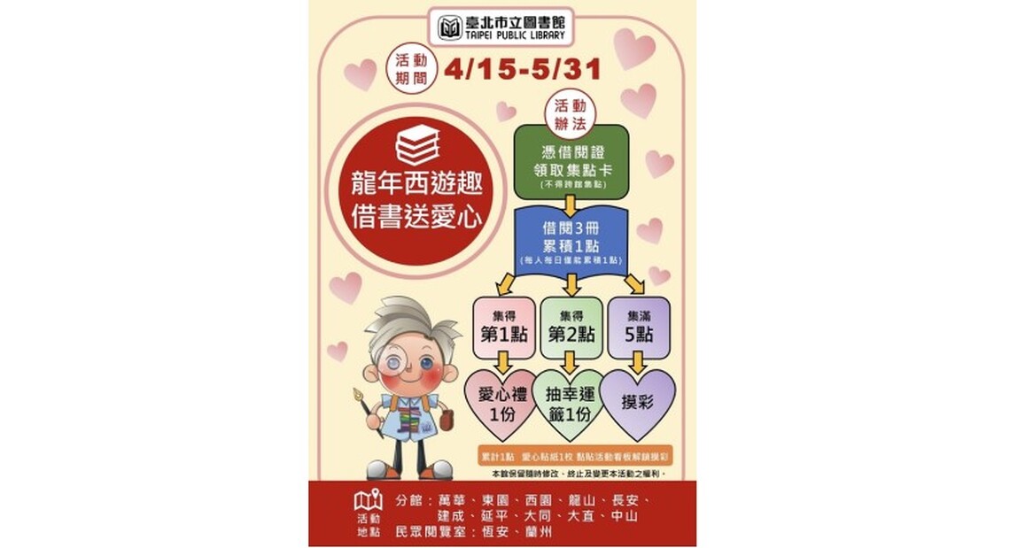 臺北市立圖書館西區分館邀請您借閱做公益 幫助弱勢團體