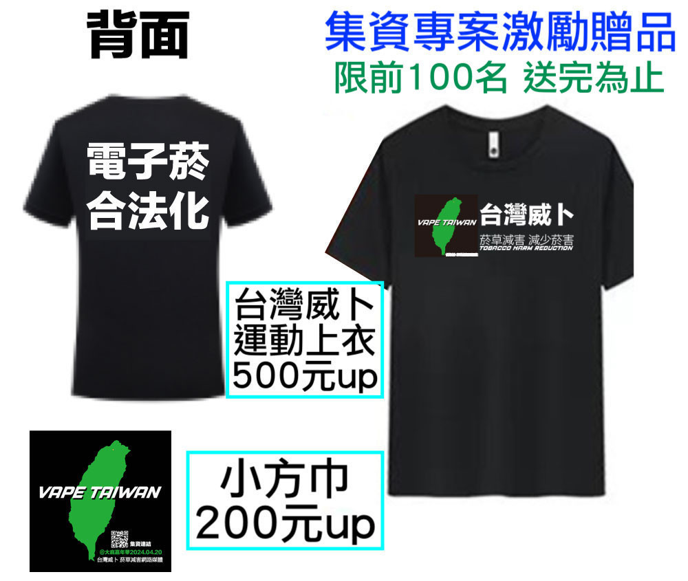 激勵贈品限前100名贊助500元或200元方案的支持者。