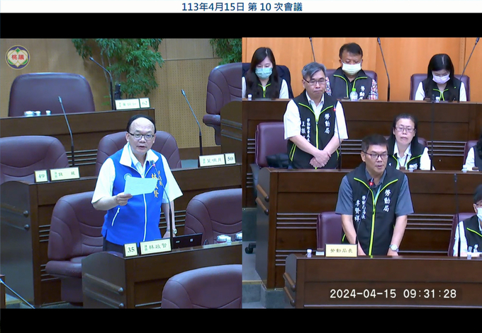 議員林政賢就責營造掉落物致桃捷停駛與司機缺額嚴重及失聯移工提出質詢