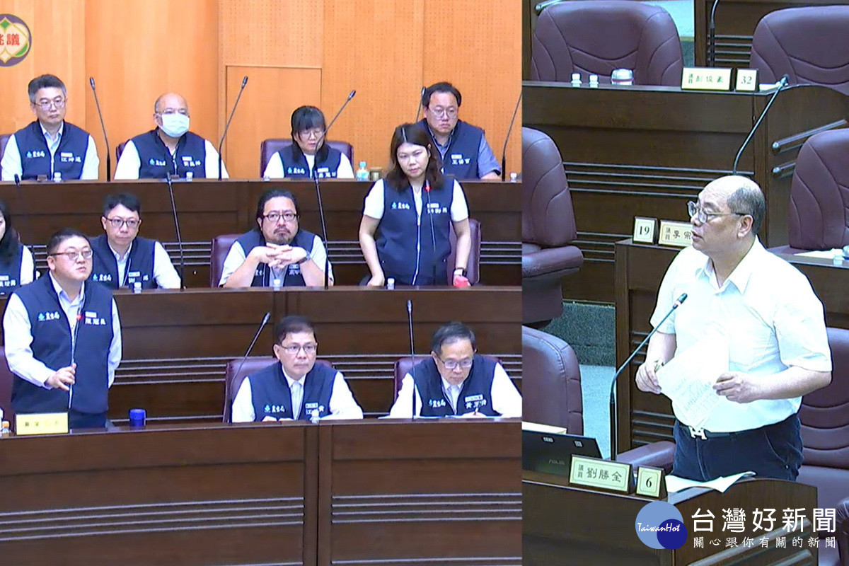 針對「農民4大福利」,桃園市議員劉勝全質詢市府農業局長陳冠義。