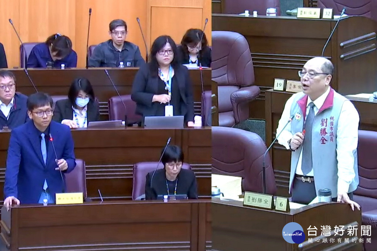 針對2025台灣燈會,桃園市議員劉全質詢市府觀旅局長周柏吟。