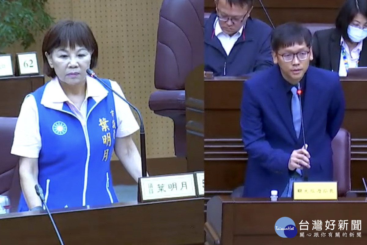 針對燈會舉辦事宜,桃園市議員葉明月質詢觀旅局長周柏吟。
