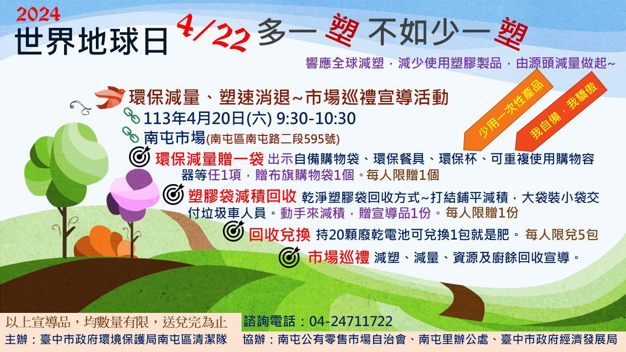 響應世界地球日　中市環保局推市場塑膠袋減量