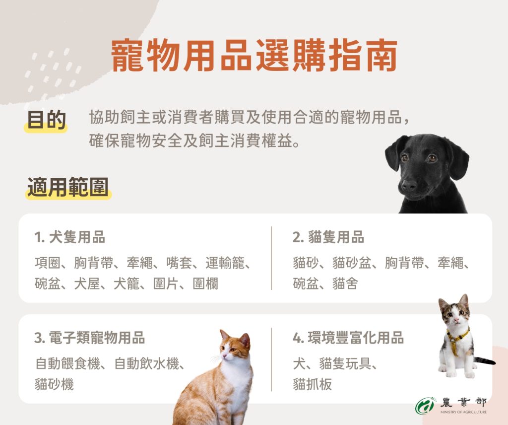 寵物用品指南圖卡。(圖/動物司提供)