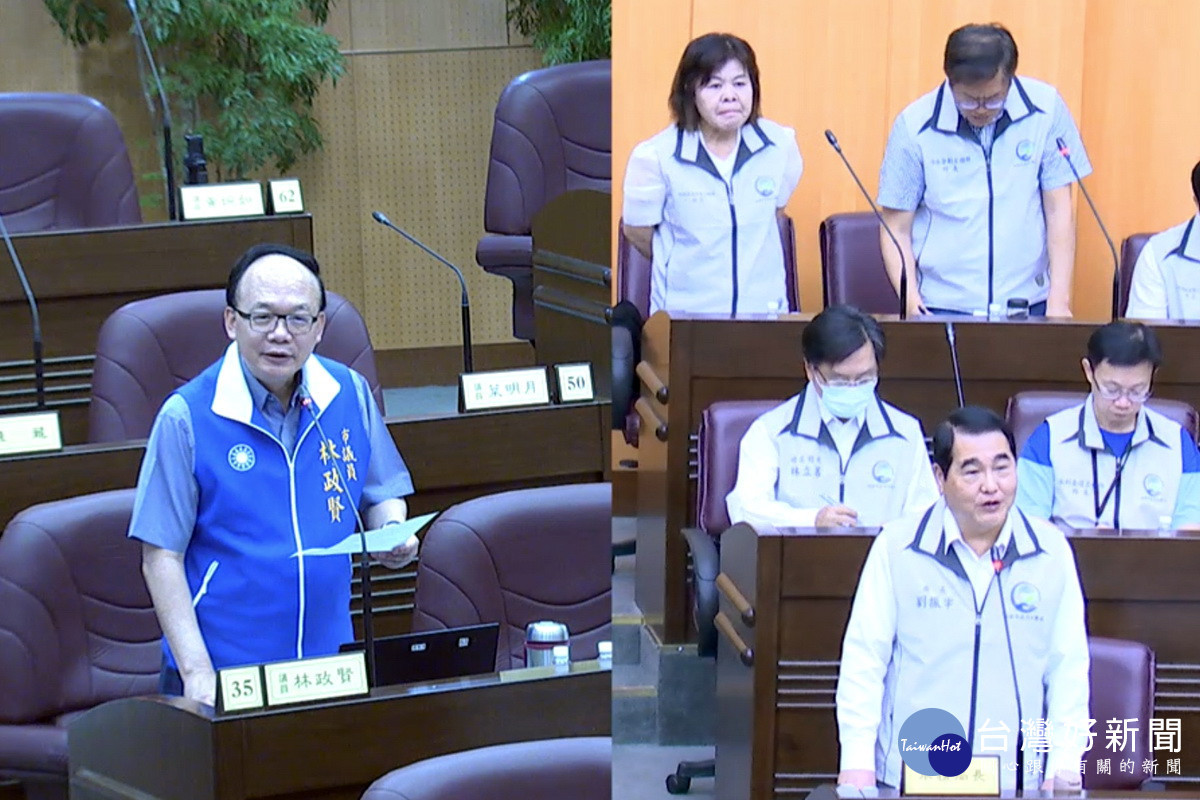 針對污水下水道,桃園市議員林政賢樹質詢市府水務局長劉振宇。<br /><br />