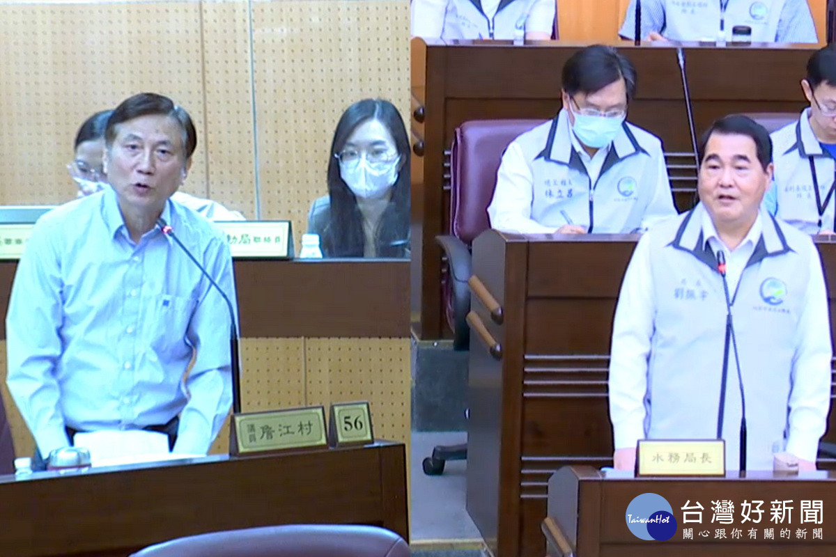改善桃園市淹水情形,桃園市議員詹江村樹質詢市府水務局長劉振宇。