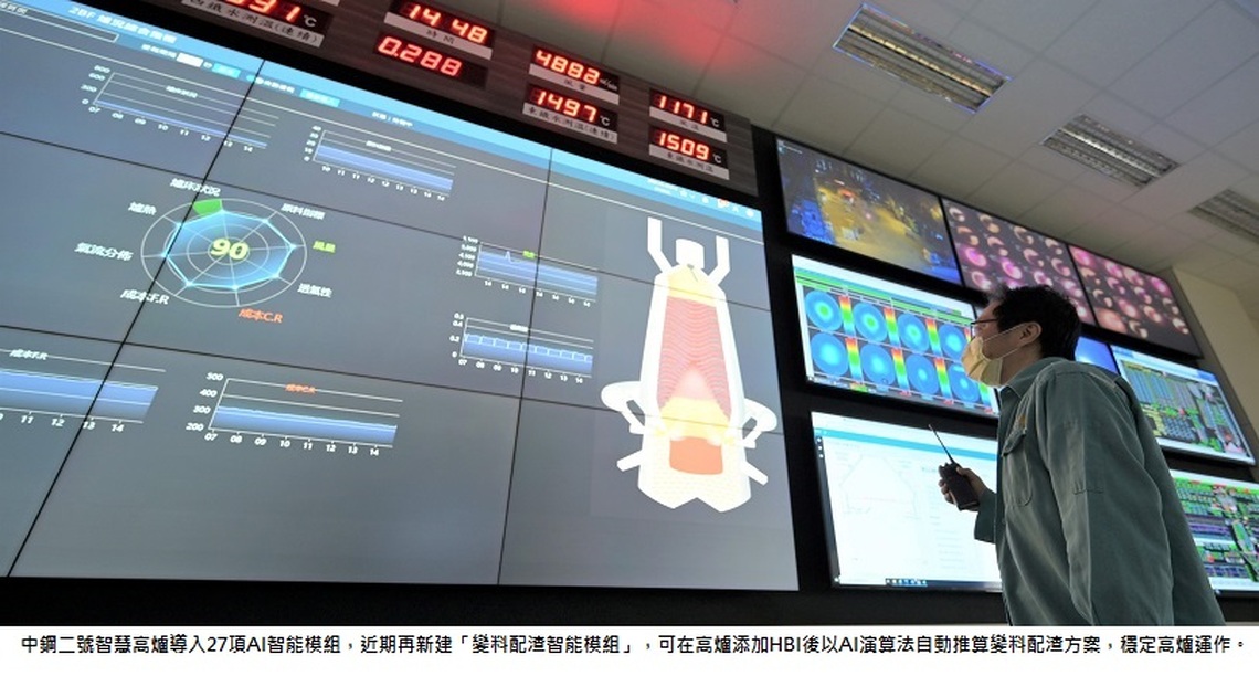 中鋼開發高爐添加低排碳原料減碳技術 創新智慧高爐AI智能模組