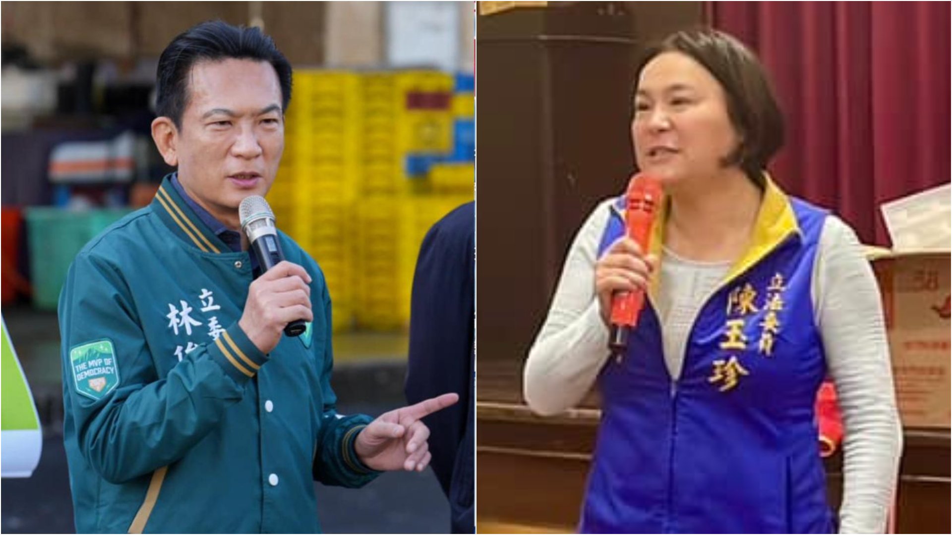 民進黨立委林俊憲(左)批國民黨立委陳玉珍(右)家暴說荒謬。翻攝兩人臉書
