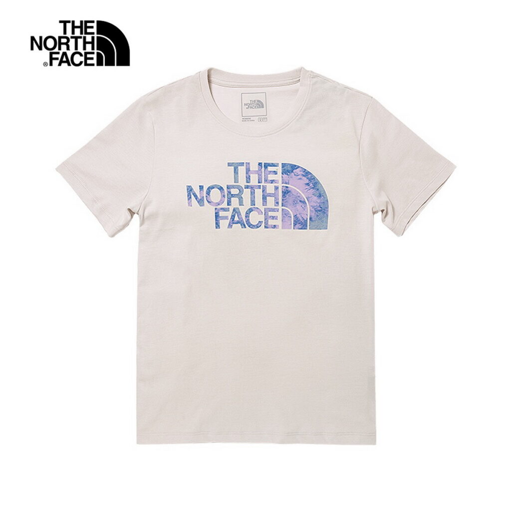 蝦皮購物「5.5媽呀購物節」The North Face女款米白色吸濕排汗暈染LOGO短袖T恤,優惠價888元
