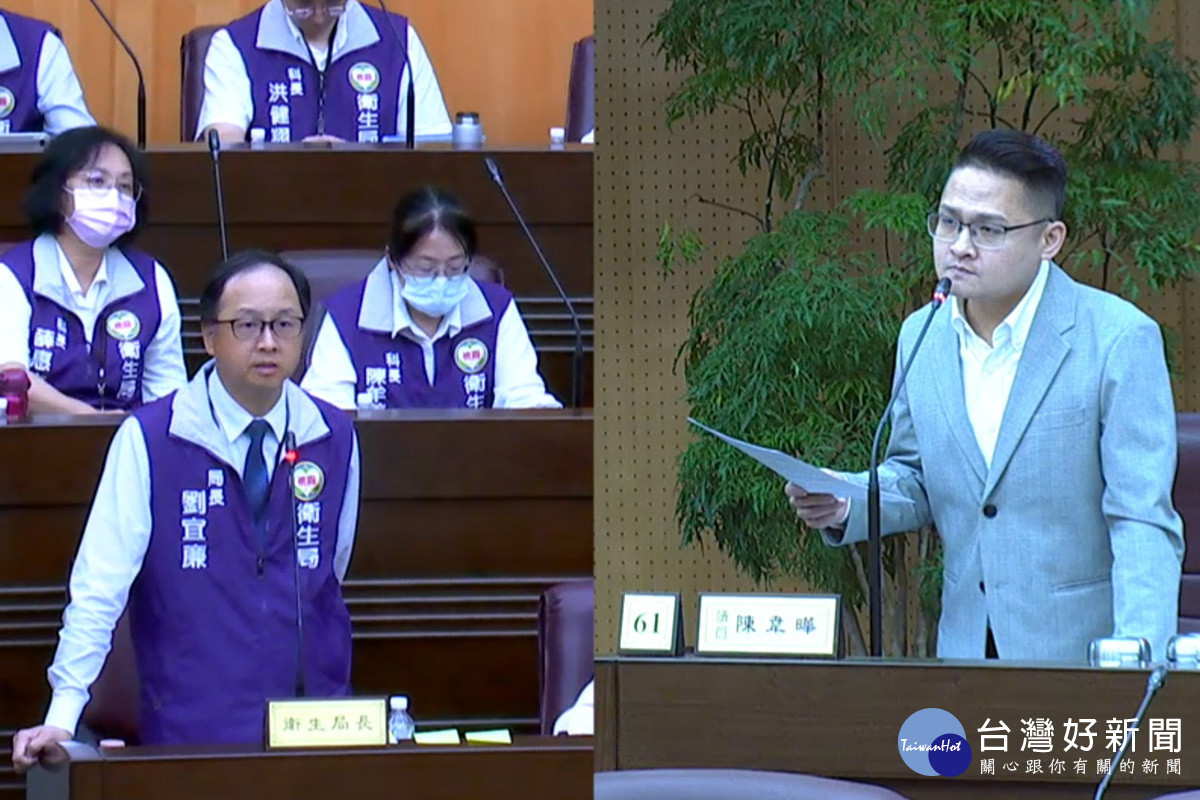 針對醫療量能不足,桃園市議員陳韋曄質詢衛生局長劉宜廉。