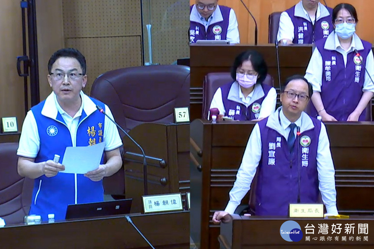 針對醫療量能不足,桃園市議員楊朝偉質詢衛生局長劉宜廉。