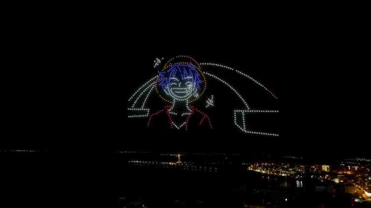 ▲2024澎湖國際海上花火節開幕航海王無人機燈光秀。（澎湖縣政府旅遊處提供）