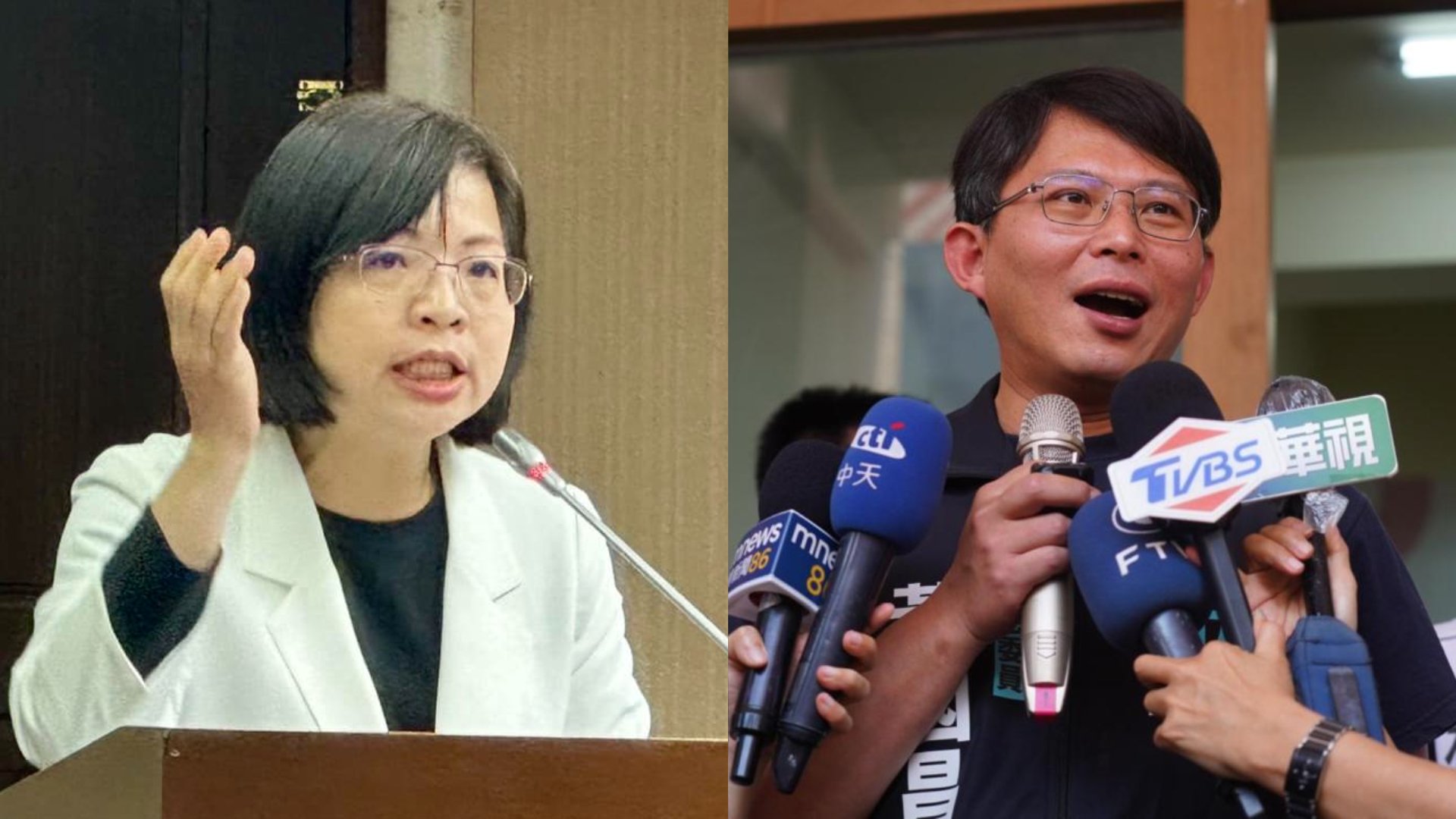 黃國昌(右)聲稱蘆洲南北側專案通盤檢討審查卡在內政部,林淑芬(左)重砲回擊。翻攝林淑芬臉書、資料照片