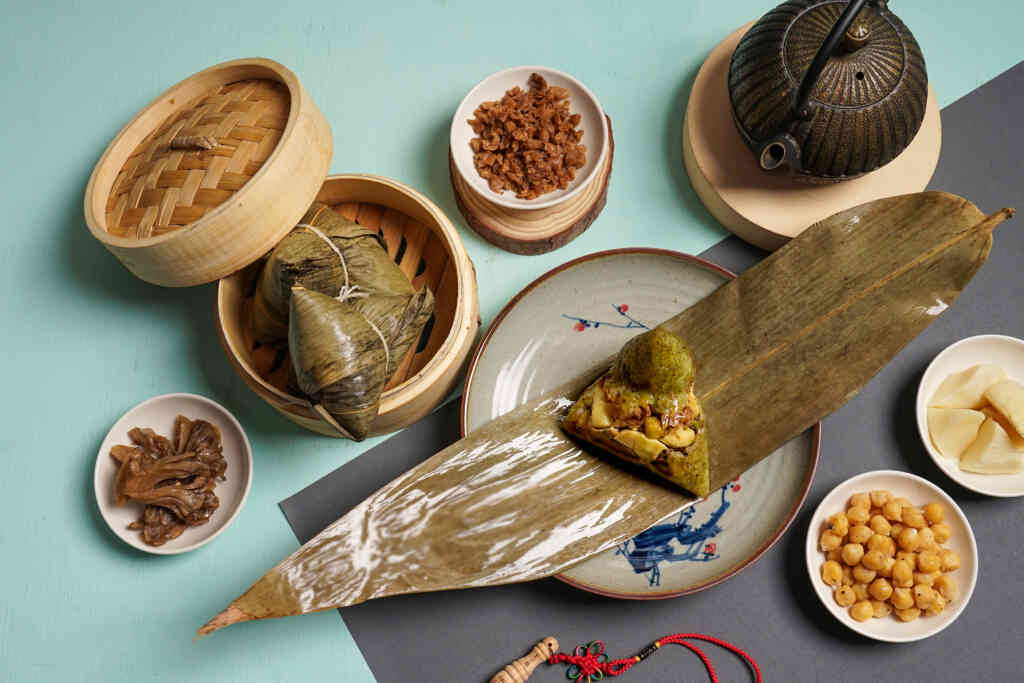 ▲展現全新義國風味青醬蔬食粽。(台中福華提供)