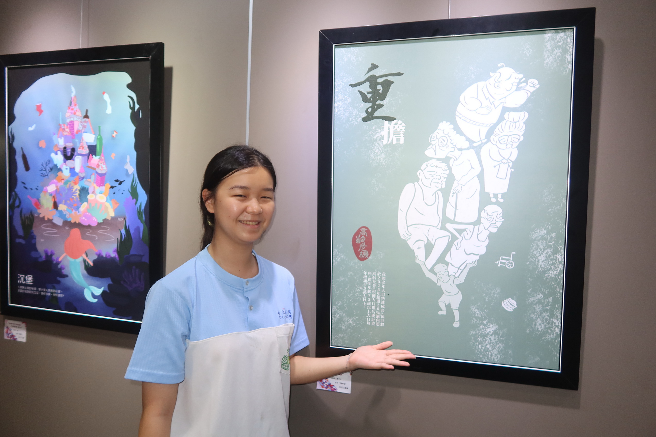 ▲彰化高商與建國科技大學攜手舉辦「彰商藝揚」，展示了兩校學生在設計、美學、管理與動畫等領域的優秀成果。（記者張溎壕攝）