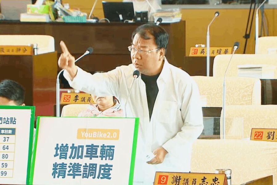 黃守達揭台中YouBike近200站無車可借 電動輔助車輛數6都吊車尾 252 照片來源:台中市議會直播截圖