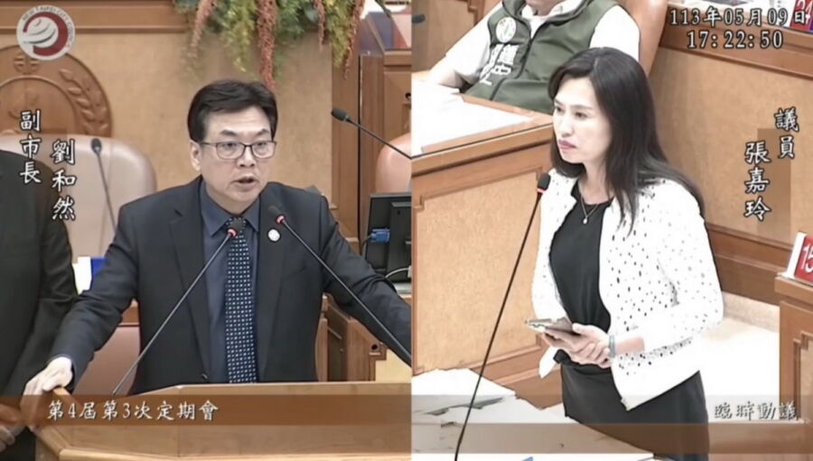 圖／新北市議員張嘉玲在新北市議會提出臨時動議，要求待第三方公正的單位調查結束後，請新北市長侯友宜於新北市議會進行專案報告。（新北市議員張嘉玲提供）