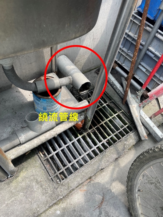 現場確認拋光製程區水洗研磨粉塵產生之廢水繞流管線（圖：環境部環管署）