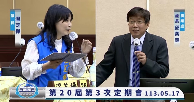 ▲彰化縣議會舉行縣政總質詢，縣議員溫芝樺以六盞燈象徵著照亮彰化的期望，呼籲縣政府各部門間加強跨局處合作。（縣議員溫芝樺提供）