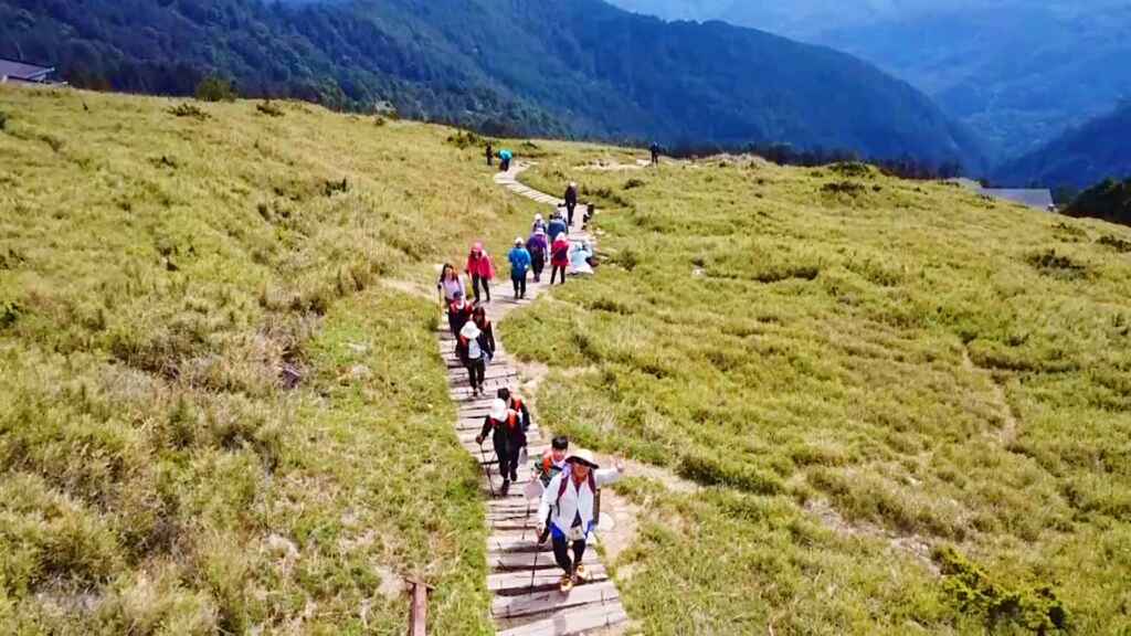 ▲彰化芬園鄉同安國小為了讓學生了解山林並認識生態保育，從107年開始將山野教育融入校本課程中，今年帶領應屆畢業生前往合歡山進行山野教育，並在山頂頒發畢業證書。（記者林明佑翻攝）