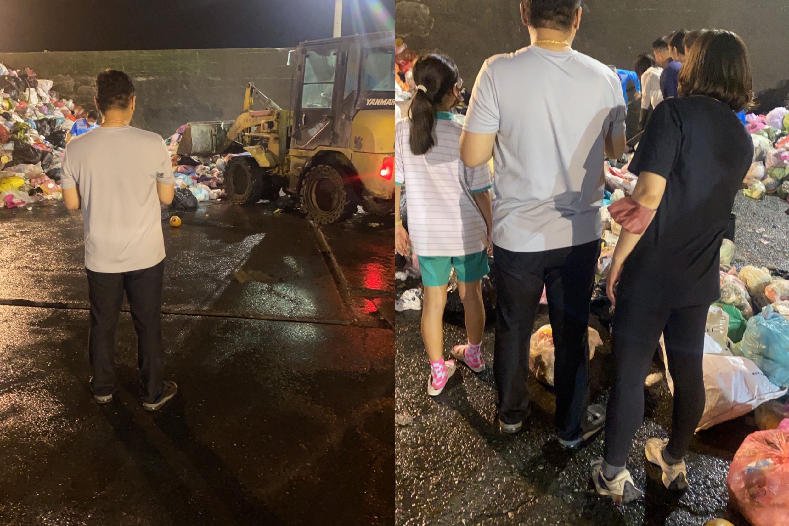 ▲員林市梁小妹妹丟垃圾,不料手機竟然與垃圾一起被不知情的清潔隊帶走,一家人加上清潔隊人員在垃圾堆中翻尋了近1小時,終於將手機找回。(民眾提供)