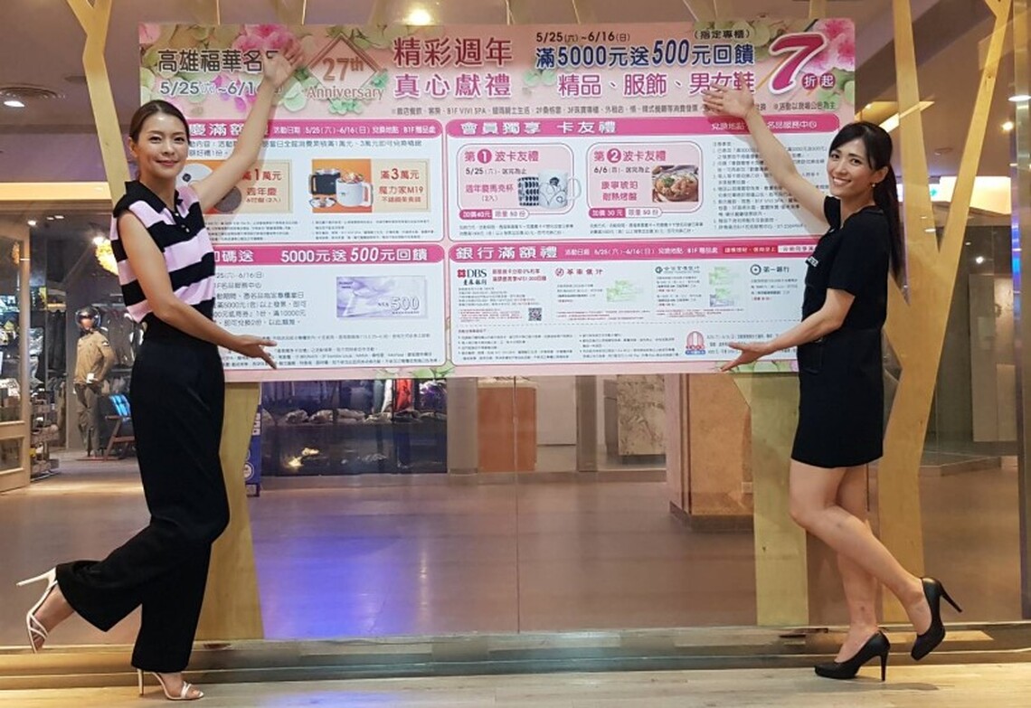 高雄福華名品27週年慶「史上最優惠」 天天滿千送百 超級優惠一次GET
