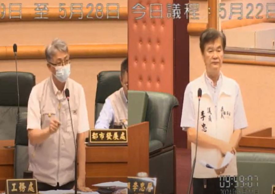 嘉義市議員李忠曆要求工務處應全面改善整條民族路人行道/陳致愷翻攝