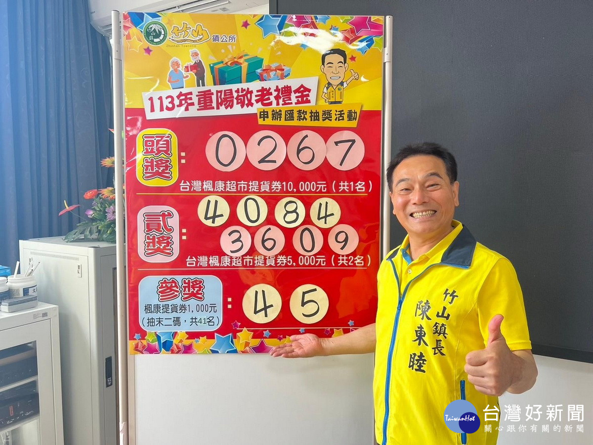 公所首創敬老金再加碼送好禮。(竹山公所提供)