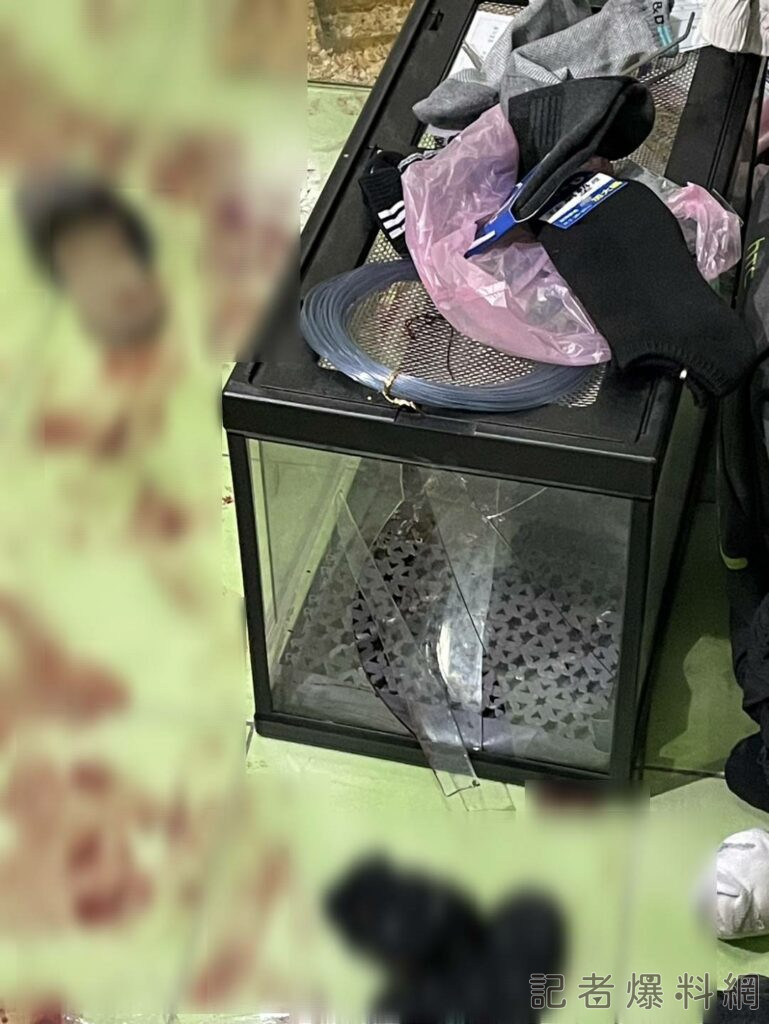 ▲陳男踢破魚缸血流滿地（圖／民眾提供）