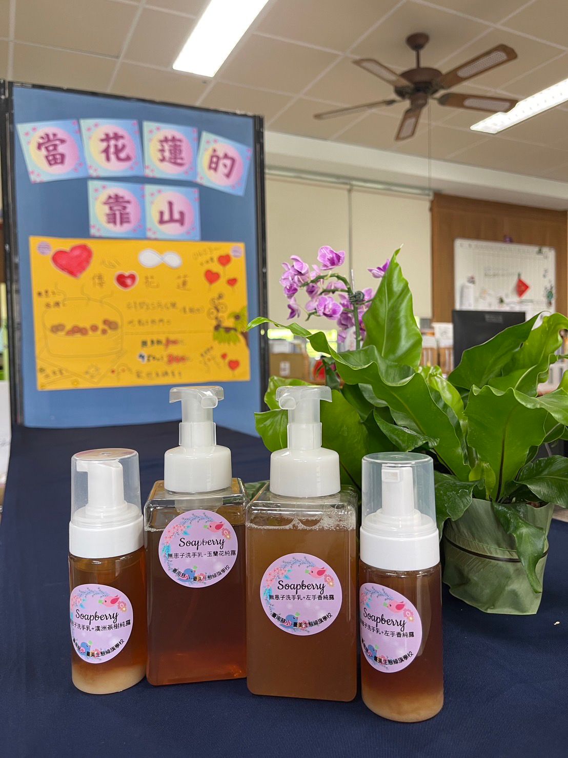 最後完成五種香味的純天然清潔劑:玉蘭花、澳洲茶樹、迷迭香、左手香、薄荷。