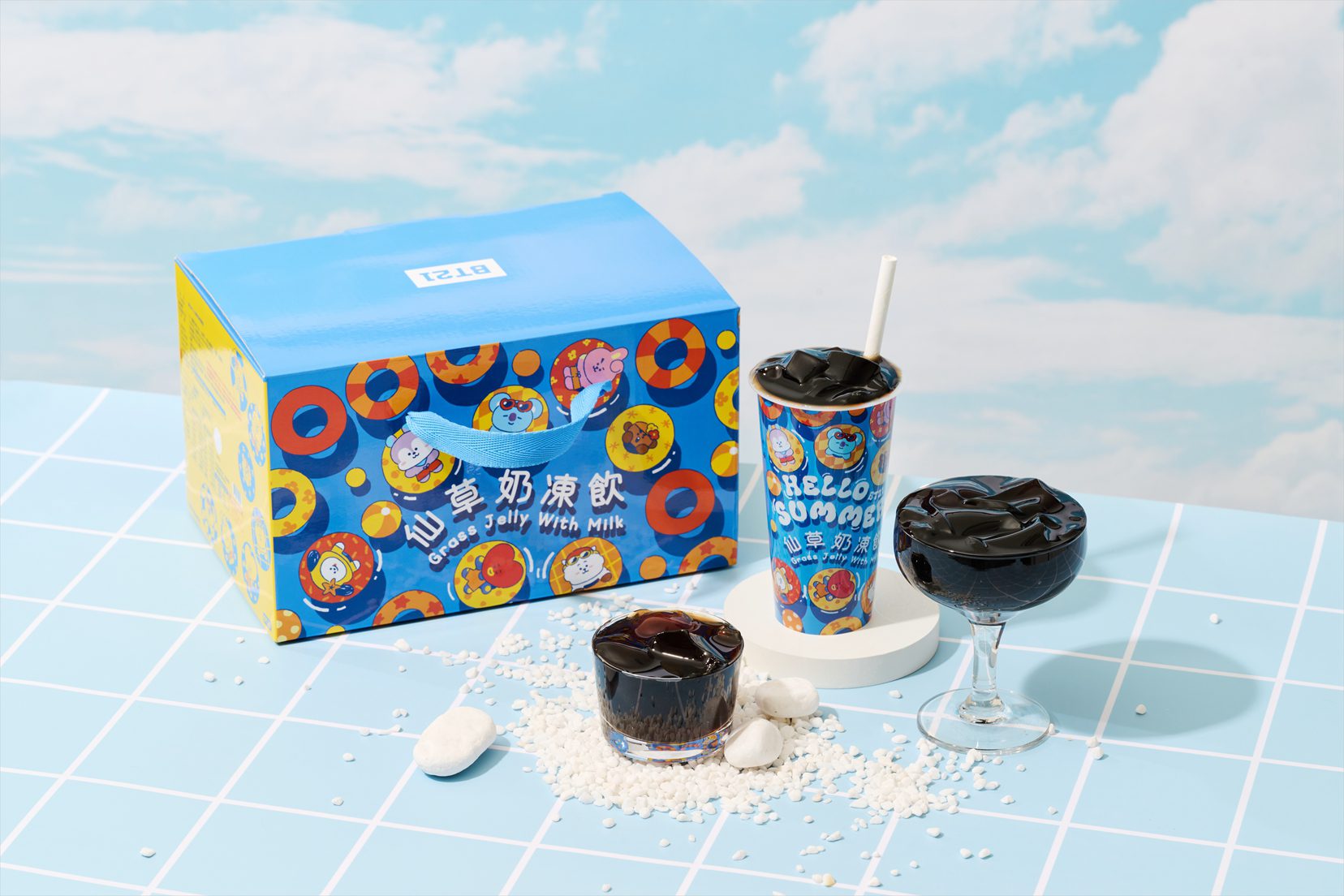 仙草奶凍飲超值優惠：買就送 BT21 聯名提袋　造型仙草凍第二件6折！